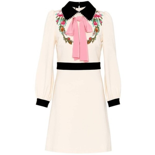 Gucci Embellished Crêpe Dress ❤ liked on Polyvore (see more pink dresses)