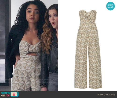 wornontv: Kat’s geometric print jumpsuit on The Bold Type: ‘Javari’ Jumpsuit by Jo