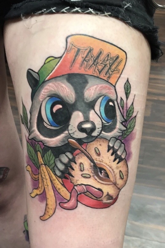 Tribal Rites Tattoo on Twitter Keeping it trashy in Boulder Nate Smalley  did an amazing job with this trashpanda trash raccoon tattoos love  pizza food boulder httpstcoI4SnsjvTk0  Twitter