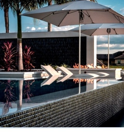 Tampa PoolPool Landscaping: Large Contemporary Backyard Tiles And An Infinity Pool Idea