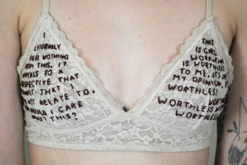 radfemanonymous:The words of the artist, Lindsay Bottos:In Girl Work, I attempt to address issues of girlhood and my experience expressing those issues as a woman and as an artist. Each piece speaks to a different aspect of how I have experienced my own