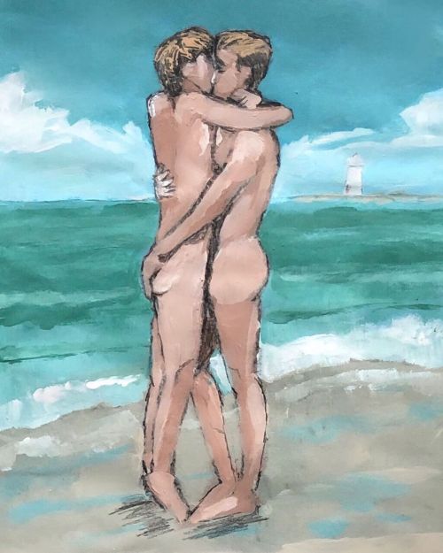 rstabbert:“Kiss and a lift”… Richard Stabbert (9x11”, acrylic and chalk pai