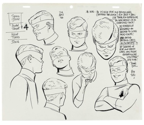 Alex Toth’s design sheets for Space Ghost, Brak, and the Phantom Cruiser.Note that one of the 