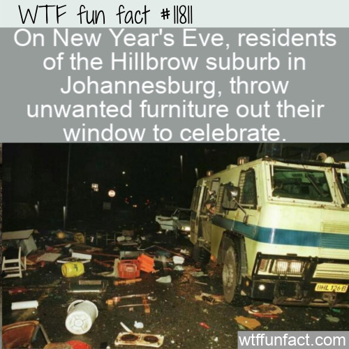  On New Year’s Eve, residents of the Hillbrow suburb in Johannesburg, throw unwanted furniture