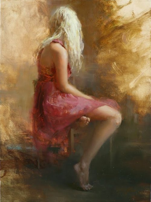 Porn Pics artbeautypaintings:  Pink dress - Hsin-Yao