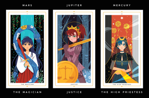 rainingcats: Always in the end, comes hope and rebirth. Sailor Scout tarots are finally!!!!! done! These were very fun to make! I hope you all like them too.  I will have these at Fanime table 1202 and Anime Expo table A09/A10! I will also have these