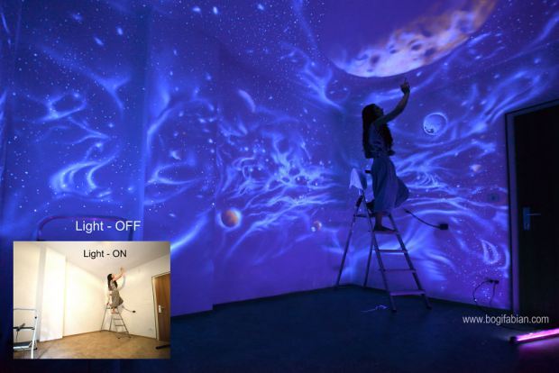 blazepress:  Artist Uses Glowing UV Paint to Decorate