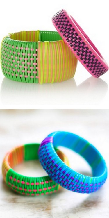 DIY Easy Marc Jacobs Inspired Woven Bangles from She Knows here. This is such a cheap and easy DIY u