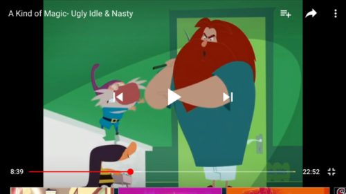 Another French cartoon called A Kind of Magic. In some episodes, the father ogre, Gregore is wearing a t-shirt and light blue boxers as his nightwear. This episode is Ugly, Idle, and Nasty.