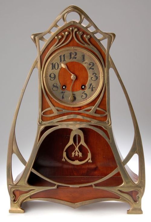 indigodreams:German Art Nouveau table clock, Stock Company for Uhrenfabrikation Lenzkirch, Black For