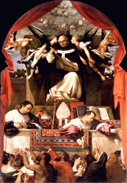 Lorenzo Lotto (Venezia c. 1480 - Loreto 1556); L'elemosina di Sant'Antonino (The Alms of St. Anthony), 1540-42; oil on canvas, 235 x 332 cm; Basilica dei Santi Giovanni e Paolo, Venezia