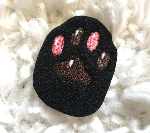 Kitty paw patches are now available in my little store! :D They are fuzzy with little embroidered be