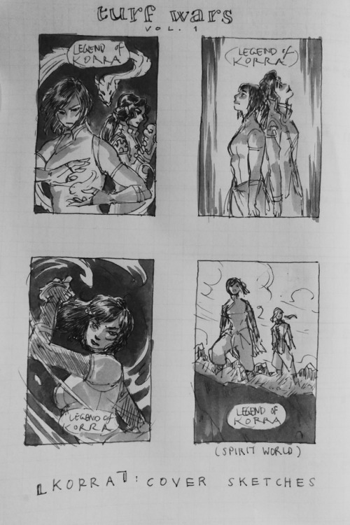 prom-knight:I showed these today at the Fantastic Comics signing and figured I should put them here, too! Some unused cover sketches of mine before we got Heather Campbell on Turf Wars cover duty. (As always, I love my thumbnails more than any of the