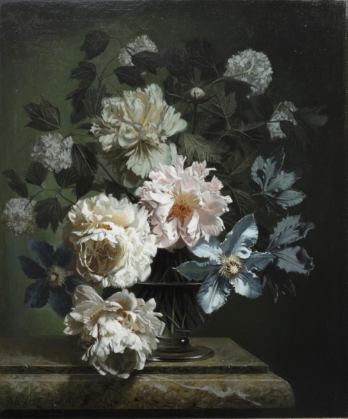Peonies and Clematis , 1981Bennett Oates (British, born 1928)