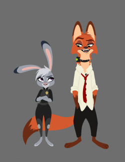 itty-bitties-posts:  Quick Zootopia doodle! Really loved the old concept with the collars and Judy’s cute hair style.   alternate universe head canon &lt;3 &lt;3 &lt;3
