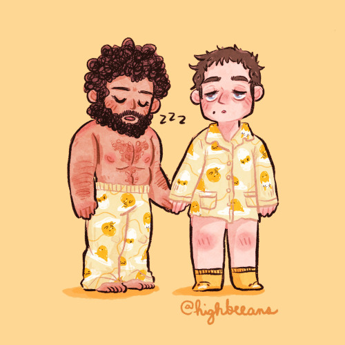 highbeeans:@statisticallymorelikely said I should draw them in my Gudetama pajamas, so I did. Based 