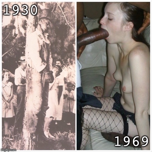 sadisticblackmale:  Pale bitches went from watching black men get lynched- to serving them. Interracial marriage was legalized in 1969. It’s 2018 that marks 399 years. Soon every white woman will know their place.