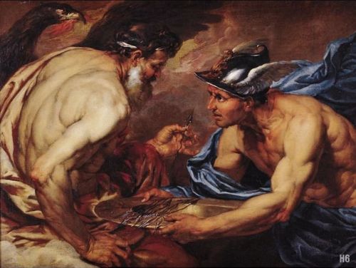 hadrian6: Mercury Presenting Thunderbolts to Jupiter. Giovanni Battista Langetti. Italian. 1635-1676