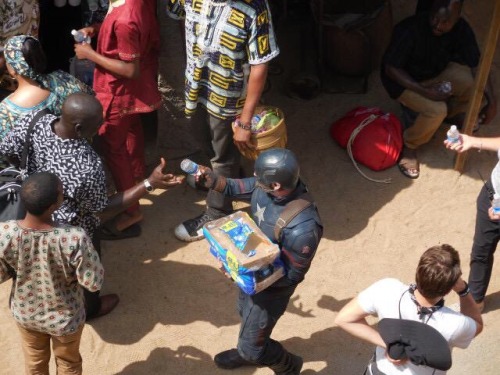 shieldsexual:  Chris Evans helping out on set: Avengers, Captain America: Civil War