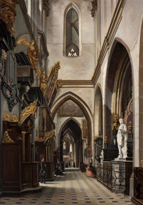 thepolishstufflove:“Aisle of the Wawel Cathedral” (1873) by Saturnin Świerzyński (Polish;1820–1885),