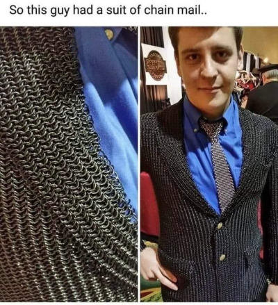 yimra:nato-proxy-war-enjoyer:randomitemdrop:mysticorset:A proper Suit of Armor, a must-have for any adVenture Capitalist. Great protection whether you’re dealing with a Bear or a Bull market.Item: suit of chainmailDripBritish equivalent of a bullet