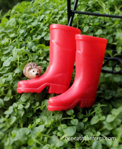 Miniature garden boots fairy gardens accessories rubber boot set in red, black, and yellow