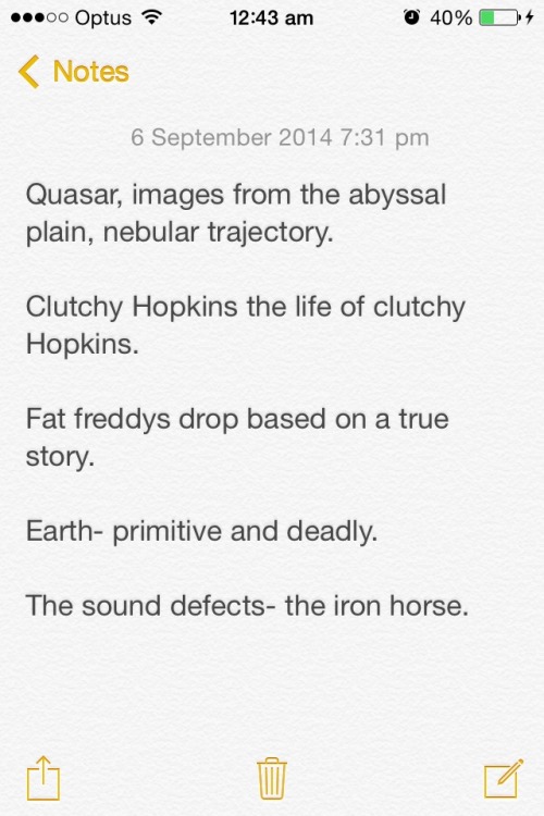 Found this old note in my phone. I’ve never heard any of this music.