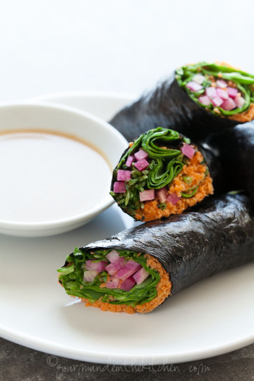 Raw Vegan Nori Wraps w/Sunflower Seed Butter Dipping Sauce(Click image for recipe)