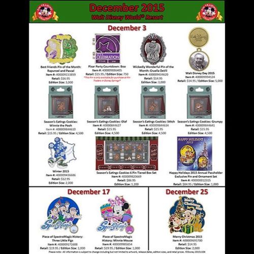 Here is a look at Walt Disney World&rsquo;s pin releases for December! Do any of these pins for 