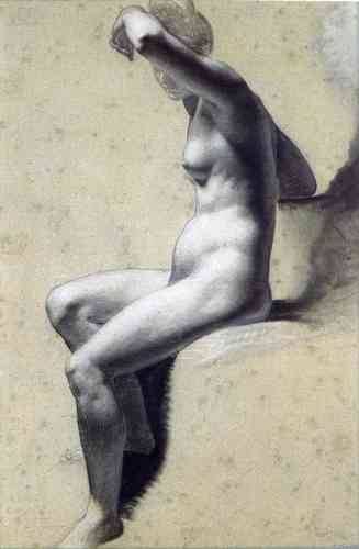 Drawing of Female Nude with charcoal and chalk, 1800, Pierre-Paul Prud'honMedium: chalk,charcoal,pap