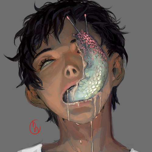 bwubwuart:New OC, he has a tounge but it’s a snailYea junji ito inspired tho this one lives with it