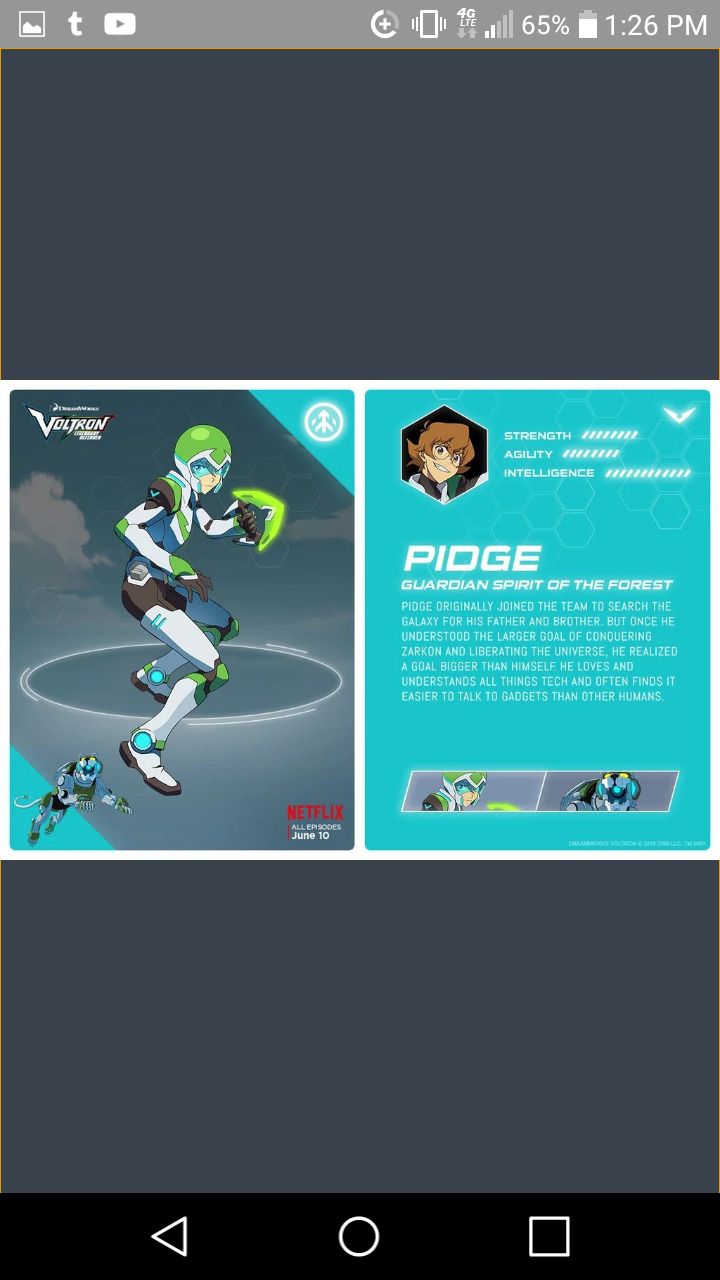 flirtyrobotics:  According to the Voltron handbook Pidge is stronger than Keith. And she is as strong as Lance.I