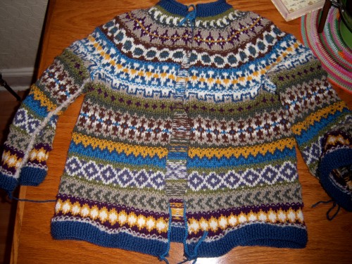 I survived my first steek and so did the sweater &ndash; now just a buttonband away from a new addit