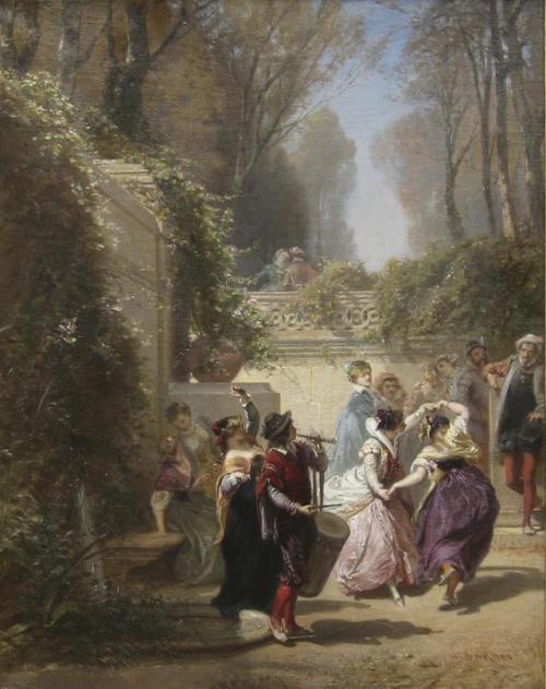 Henri Charles Antoine Baron  (1816–1885) People dancing in a park