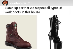 heavensenthale:queeranarchism:runcibility:someone with more time than me please make a ‘thank you for your service - not you’ meme with all kinds of workers boots except the not you is cop boots and combat boots.  like this?