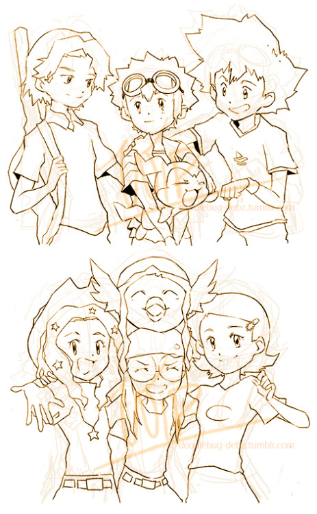 ddbg-archives:  doodlebug-debz’s digimon adventure 01 and 02 sketches [2013-2014] 