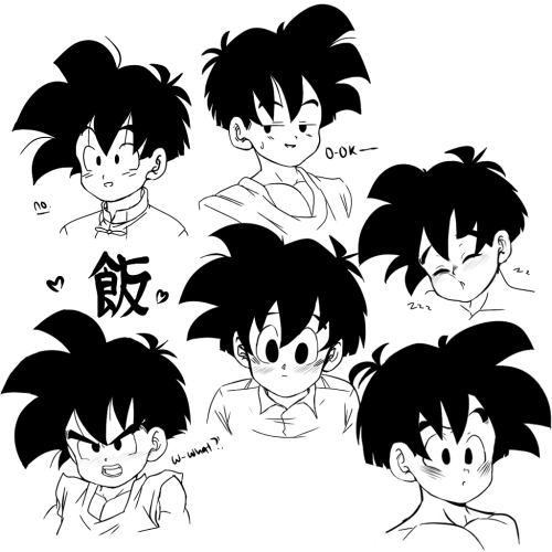 lazytama: bunch of lil gohan expression doodles