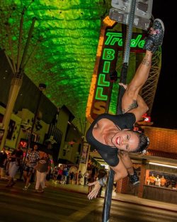 meanwhileinvegas:  How about that epic time I just had in Vegas?! #poleexpo #poleexpo2015 #batwingonastreetsign #stuntwrapistheshit by cassiesterling http://ift.tt/1KOXiHP 