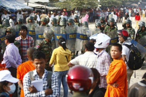 Solidarity with striking Cambodian garment workers! The Cambodian government sent in military police