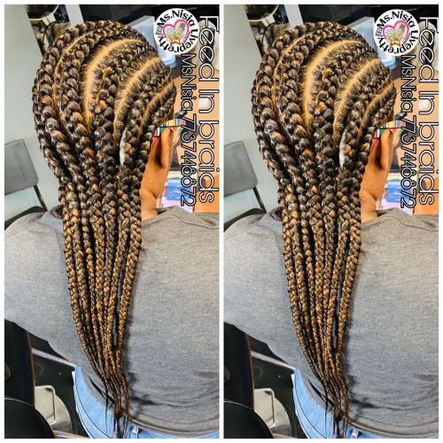 Juicy Feed Ins#feedins #braids #oakparkbraids #msnisia #hairstylist #naturalhair #7737448872 #chic