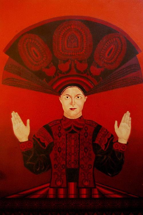 Madonna from Kurpie region of Poland, from the series “Polish Madonnas.”  Painted by Berenika Kowals