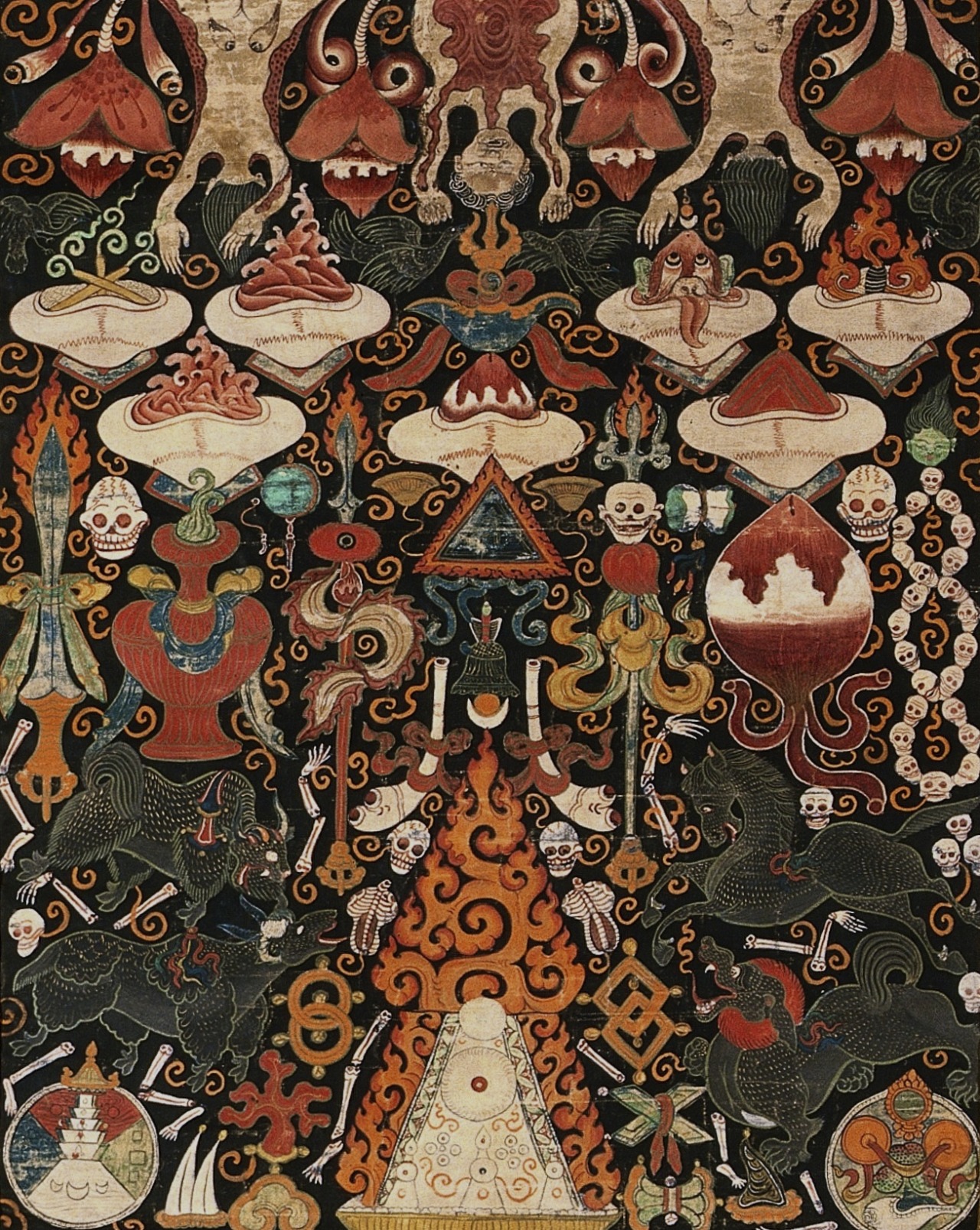 magictransistor:  Tantric Banners. Yama Dharmaraja, Las-Mkhan Putra Min Srin, Vajrabhairava,