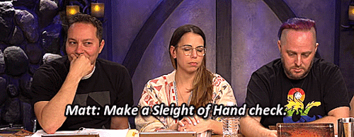 [A Gifset Of Sam Riegel And Laura Bailey On The Set Of Critical Role, With Appearances By Taliesin Jaffe