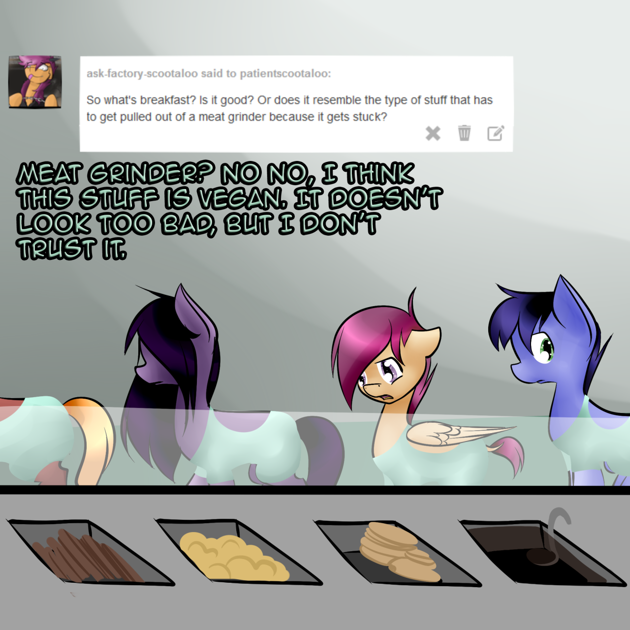 patientscootaloo:  If it’ll make you happy, I’ll eat a “banan.” I’ll try