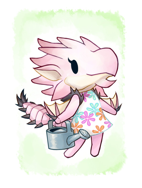 chesisbest:  Pink Rathian the normal villager!!  I had plans to make a super cute villager and 