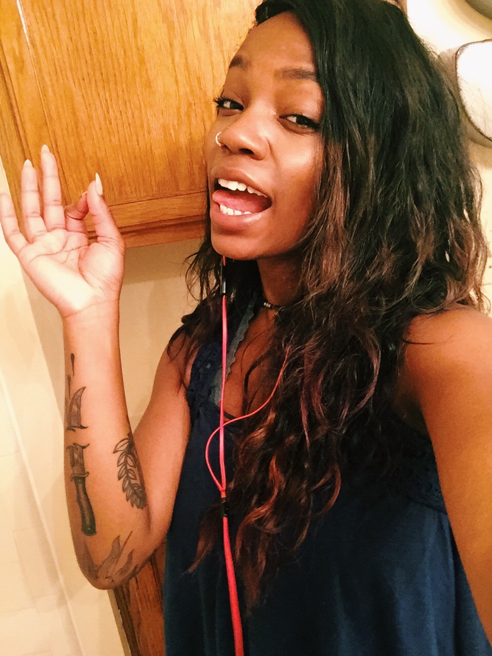 peathefeary:  When you try to do weird poses to show off new tats…  Add me on snapchat
