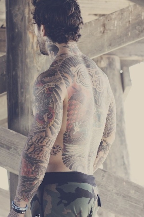 manly-brutes:  manly-brutes.tumblr.com  The added ink work front and back is awesome - WOOF