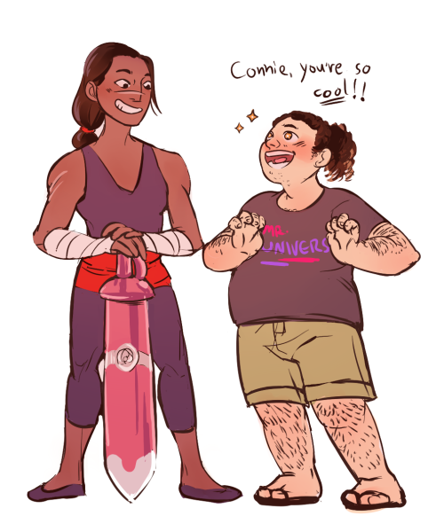 fairymascot:every aged up version of steven and connie i’ve seen had steven grow up all tall and bul