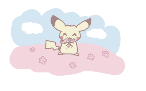 littlerabbitkid:a flower picking pikachu!pokemon-global-academy wanted some pikachu drawings and i w