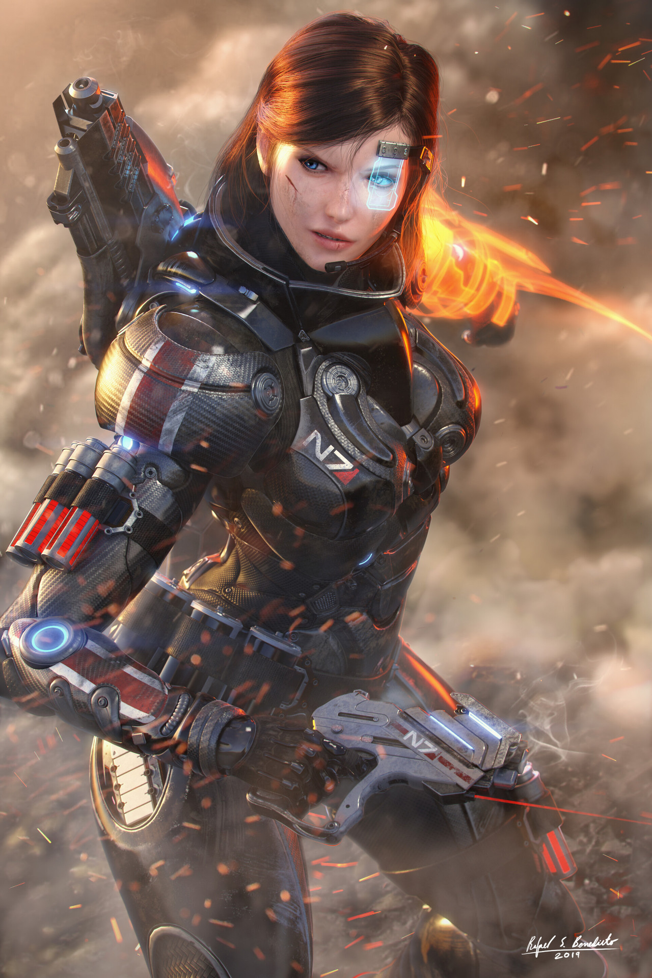 theartofmany:  Artist: Rafael BenedictoTitle:  Commander Shepard“I am a big fan